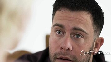 Skye Blue, goddess with big natural tits and small waist, gets her pussy licked by future brother-in-law