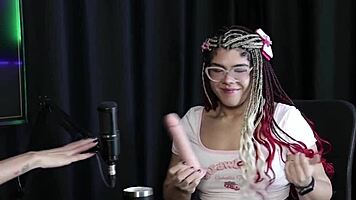 Crossdressing beauty Sofie Lollipop in sheer red lingerie blows in wild Brazilian group