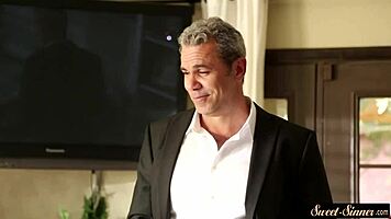 Petite Stepdaughter's Tight Pussy Covered in Hot Jizz