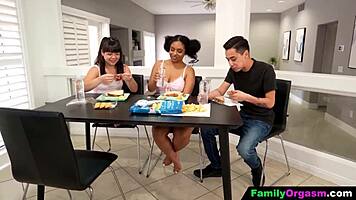 teen sisters enticing stepbrother in group seduction