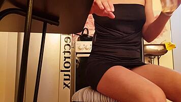 upskirt view of music alumna miranda in miniskirt outdoors. spying on her legs and pussy.