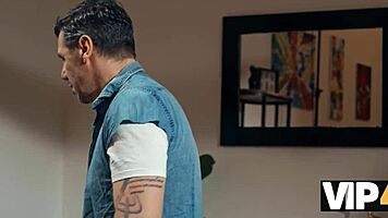 VIP4K Brunette Babe Sucks Old Cock in Stockings!