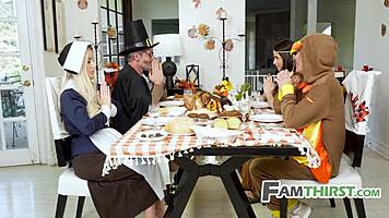 Thanksgiving Turns Wild with Family Squirting in Taboo 4Some Fest