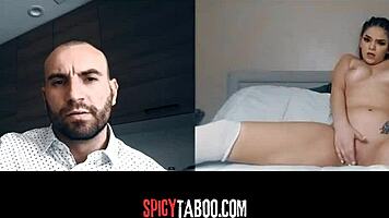 Horny Stepdaughter's Naughty Video Call with Stepdad