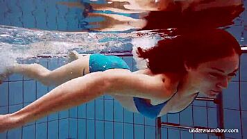 Martina's Tight Pussy Teases In Blue Bikini Underwater