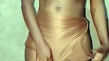 Petite african girl shows her small tits and black pussy