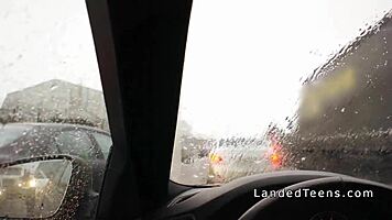 Shaved Teen Girl Takes Anal In Car POV