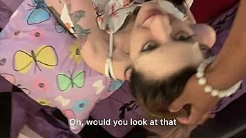 tatted emo beauty gags on monster black cock