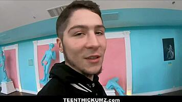 Intense teen fucking big cock while friend records
