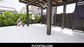 Does Emily Mayers, the petite latina stepsister, tease her stepbrother with handjob before fucking his cock?