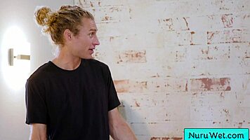 sexy brunette masseuse gives wet nuru massage to michael vegas