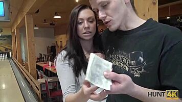 feeling the thrill as stranger promises cash for passionate sex with petite teen wife in public bar