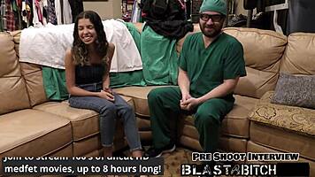 aria nicole's pussy gets shocked and blasted with cum backstage in latex