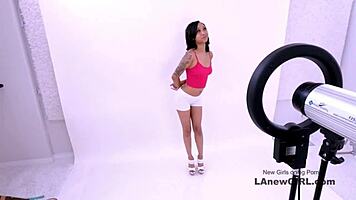 tiny brunette model banged hard at casting audition!