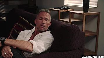 Seductive babe Whitney Wright uses her charm to fuck an older guy for money.