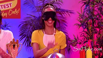 Dkye soaks her strapon at a wild hotdog eating contest.