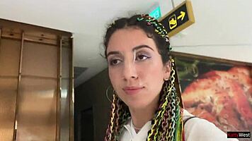 Crazy teen gives public blowjob