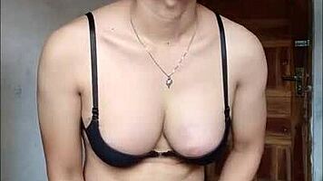 big tit asian shemale masturbating and cumming 😍💦