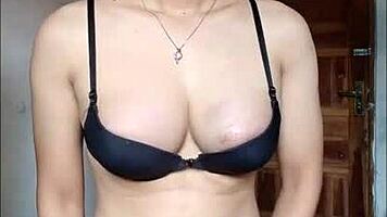 big tit asian shemale masturbating and cumming 😍💦