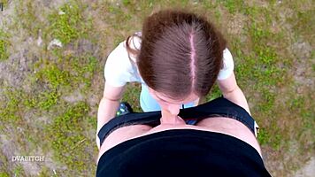 she wants throated outdoors and swallows cum