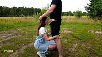 she wants throated outdoors and swallows cum