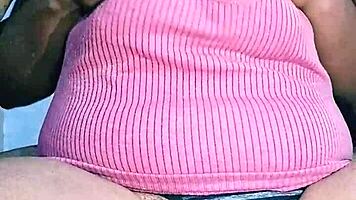 Indian housewife with natural curves relaxes at home