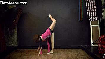 teen hot flexible model shows off stunning stretches and acrobatic moves in workout