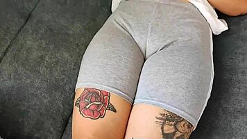 Wow, adoring that tight pussy through leggings!