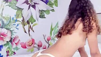 Young girl rubs pussy on pillow