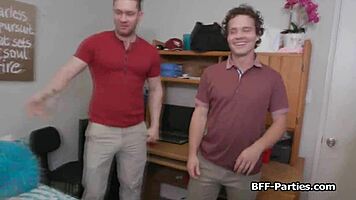 I’m wild at this foursome dorm blowjob party tonight