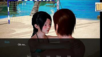 My new family episode features a homemade game with redhead and brunette teens.