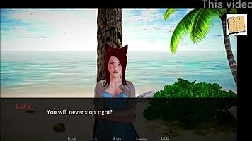 My new family episode features a homemade game with redhead and brunette teens.