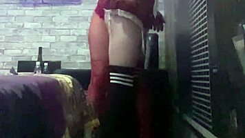 excited couple spied having tight asian handjob in furniture store.