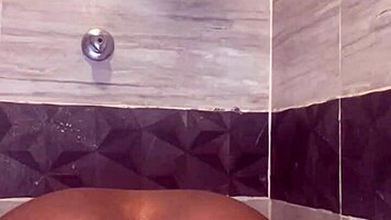 No hot water, but the girl received a refreshing shower