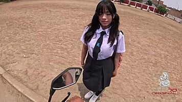 Peruvian student takes hard anal pounding like a pro