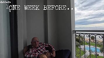 ugh, old man's dick ain't gold, but he shoves his stinky asshole in her face