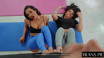 Big Cock Alert! Two Shemales Dominate One Lucky Guy Hard!