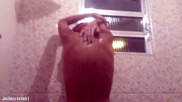 Young Girl Flashes Tight Body in Homemade Bath Video with Fishnets