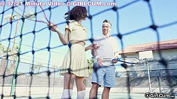 Tennis Babe Skips Lessons to Ride Big Cock on Court