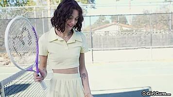 Tennis Babe Skips Lessons to Ride Big Cock on Court