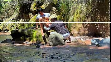 pareja amateur se graba follando con su hermanastro en el rio