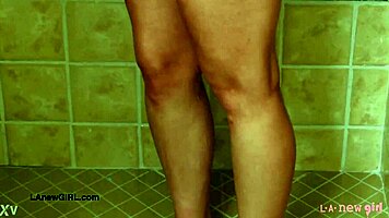 Aspiring teen model prepares for casting shower