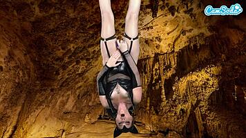 hot teen masturbates upside down in bat costume to epic orgasm!