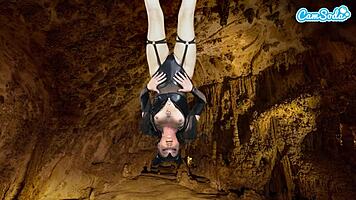 hot teen masturbates upside down in bat costume to epic orgasm!