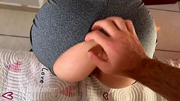 My tight girlfriend skipped panties before gym, so I filled her up