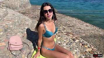 Public pickup leads to outdoor doggystyle fucking with beautiful lady and facial.