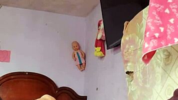 Rich cumshot explodes solo in step mother-in-law’s private room. What a sneaky thrill with her panties nearby.