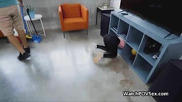 Perky Exotic Asian Maid Rides Massive Cock for Extra Cash in POV