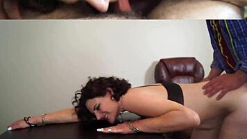 Stepmom Bella Cruz debuts with deepthroat blowjob in doggystyle.