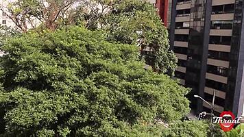 Otaku teen givin’ sloppy deepthroat on my balcony, damn she’s good!